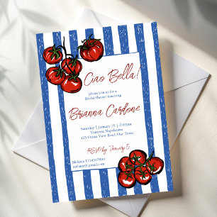 Invitación Ciao bella tomate azul ducha de novia italiana