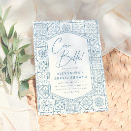 Invitación Ciao Bella Whimsical Italiana Azulejos Bridal Duch