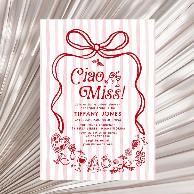 Invitación Ciao Miss Red Italiana Lemons Bridal Shower (Subido por el creador)