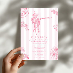 Invitación Ciao Pasta & Chupetes Ducha de Bebé Niña Italiana