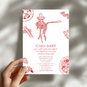 Invitación Ciao Pasta & Chupetes Shower de Bebé Italiano