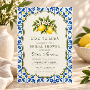 Invitación Ciao to Miss Lemon Italian Tile Despedida de Solte