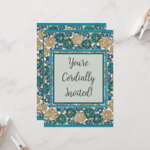 Invitación ciclamen azul arte nuevo flor botánica