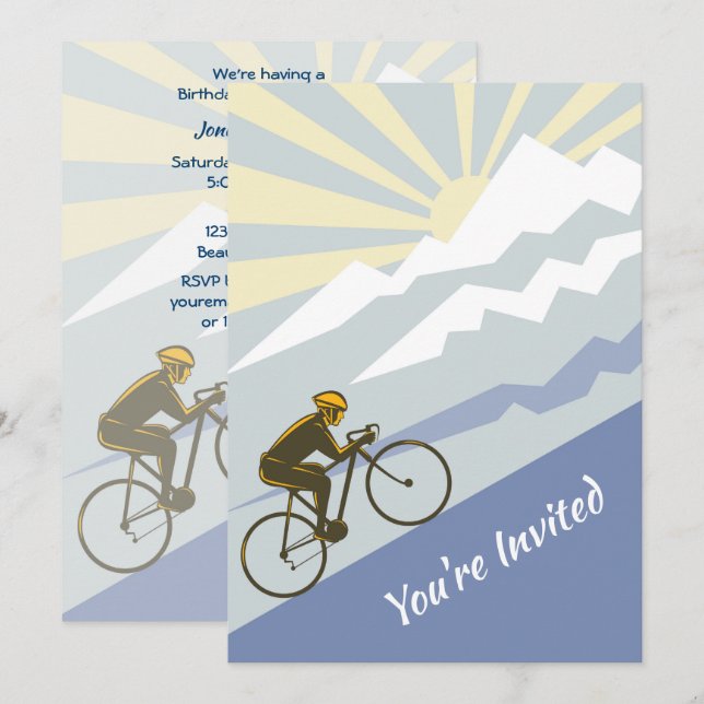 Invitación Ciclismo Ciclismo en bicicleta de montaña Cumpleañ (Anverso / Reverso)