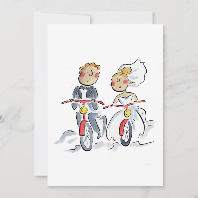 Invitación Ciclistas bodas (Anverso)
