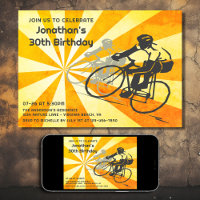 Ciclistas viales con retro Sunburst Bike Cumpleaño