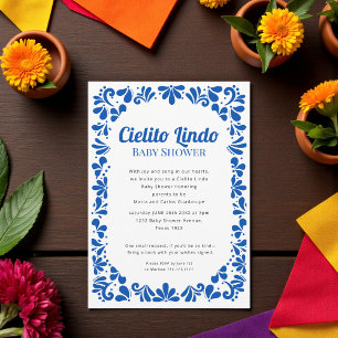 Invitación Cielito Lindo azul blanco todo en uno