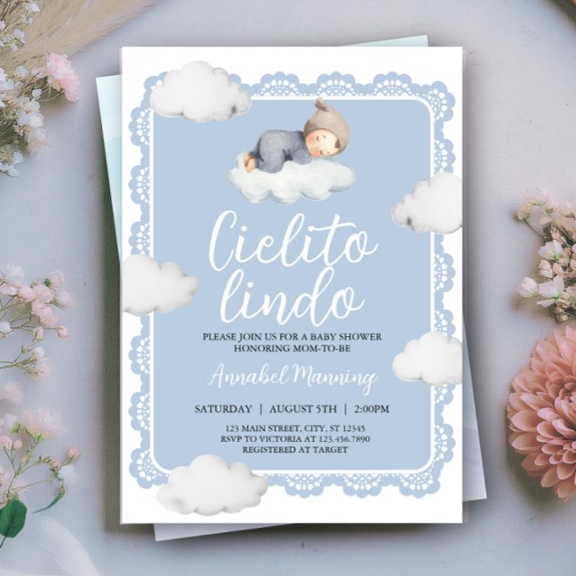 Invitación Cielito Lindo Azul Nublado Cielo Bebé Ducha (Subido por el creador)