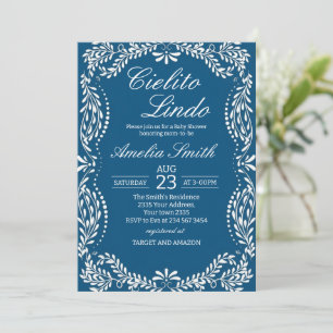 Invitación Cielito lindo azul polvoriento baby shower mexican