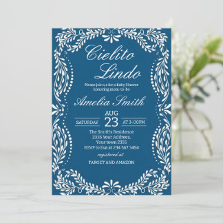 Invitación Cielito lindo azul polvoriento baby shower mexican