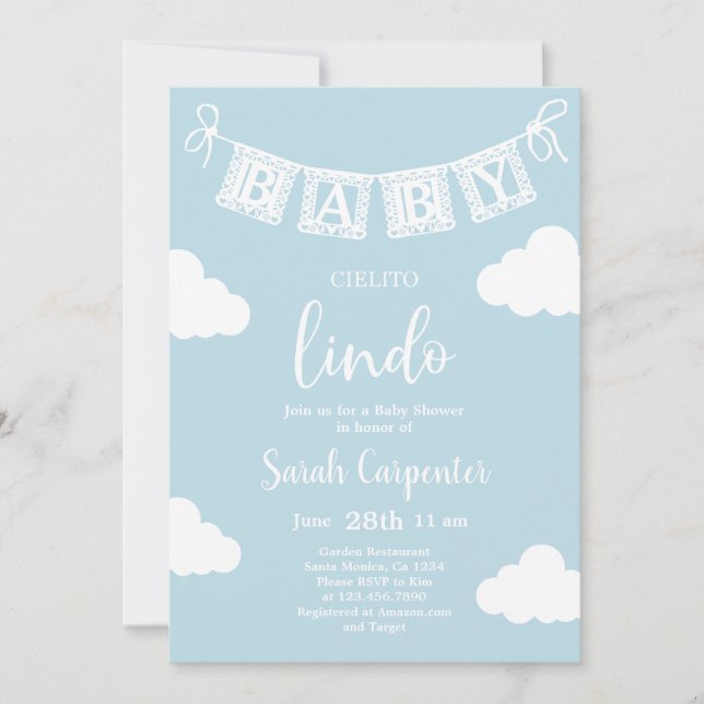 Invitación Cielito Lindo Baby Shower Boy (Anverso)