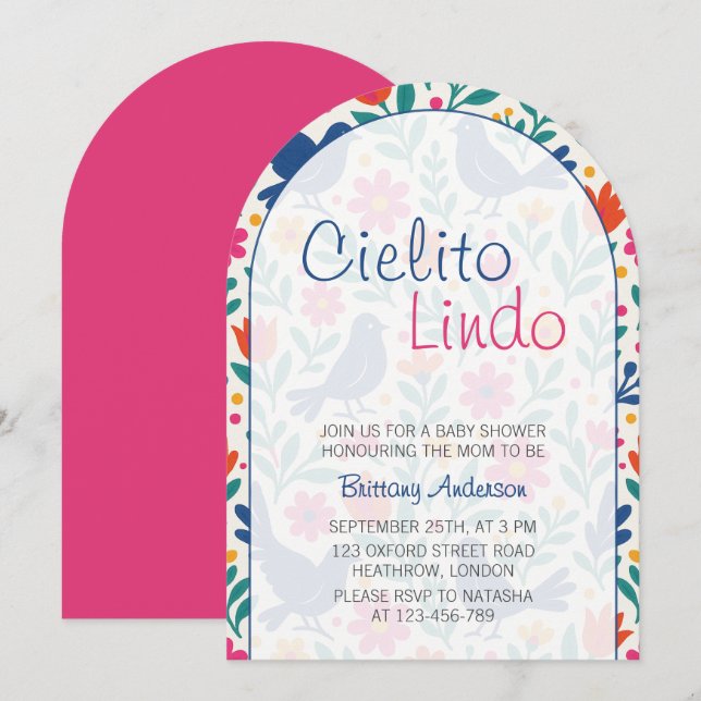 Invitación Cielito Lindo Baby Shower mexicano (Anverso / Reverso)