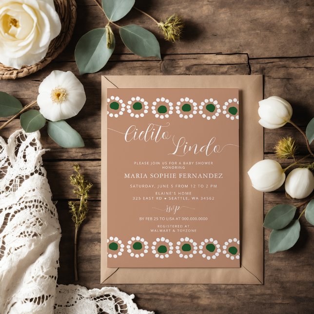 Invitación Cielito Lindo Barro Boho mexicano Baby Shower (Cielito Lindo Mexican Barro Boho Baby Shower Invitation)