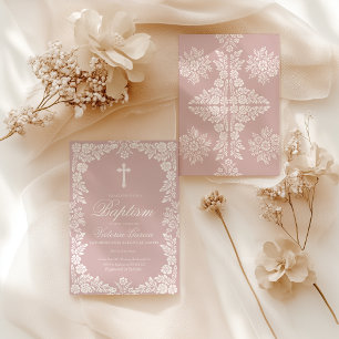 Invitación Cielito Lindo Bautismo Rubor Rosa