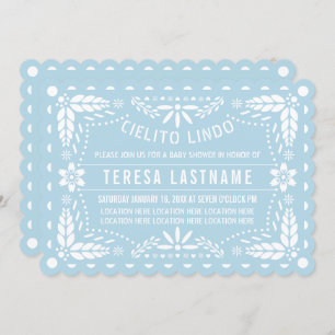 Invitación Cielito lindo bebé azul papel picante bebé ducha