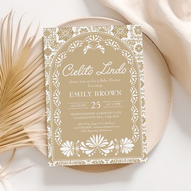Invitación Cielito lindo beige ducha de bebé mexicana Invitac (Subido por el creador)