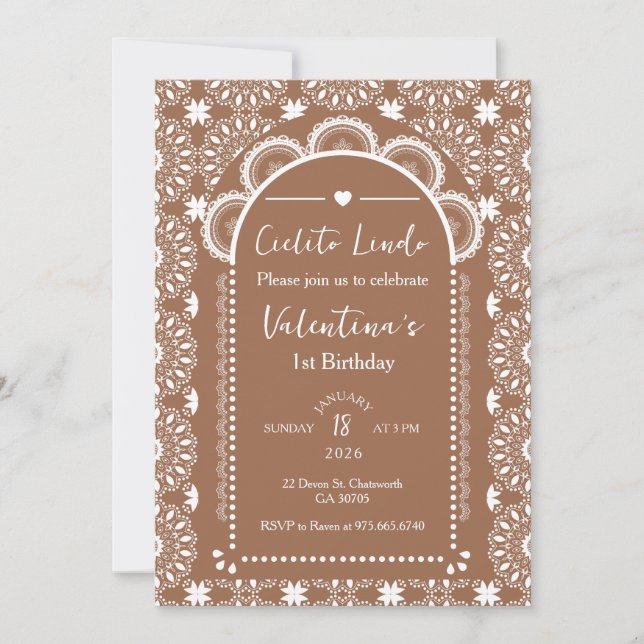 Invitación Cielito Lindo Beige Primer cumpleaños (Anverso)