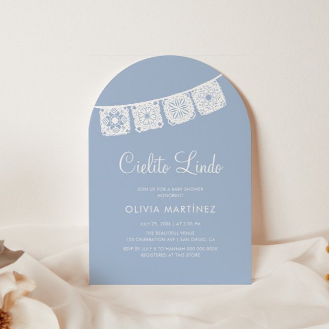 Invitación Cielito Lindo Blue Arch Papel Picado Baby Shower (Subido por el creador)
