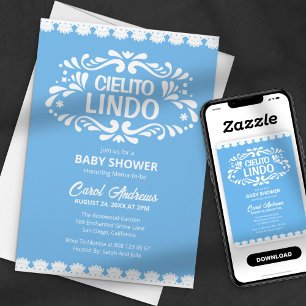 Invitación Cielito Lindo Blue Lace Chica mexicano Baby Shower