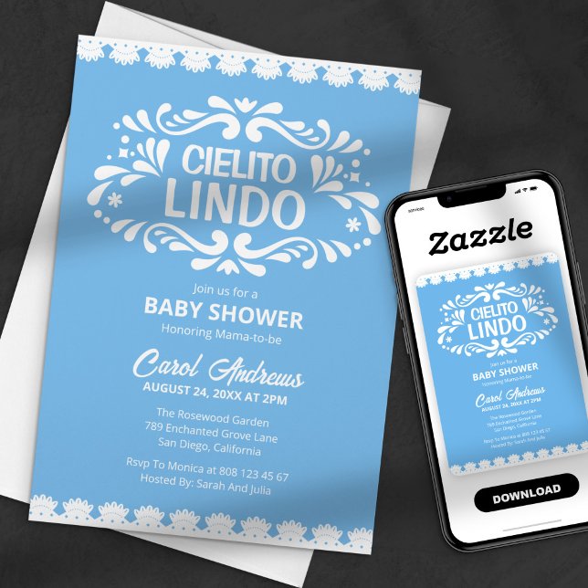 Invitación Cielito Lindo Blue Lace Chica mexicano Baby Shower (Subido por el creador)