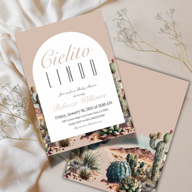 Invitación Cielito Lindo Cactus Beige mexicano Baby Shower (Subido por el creador)