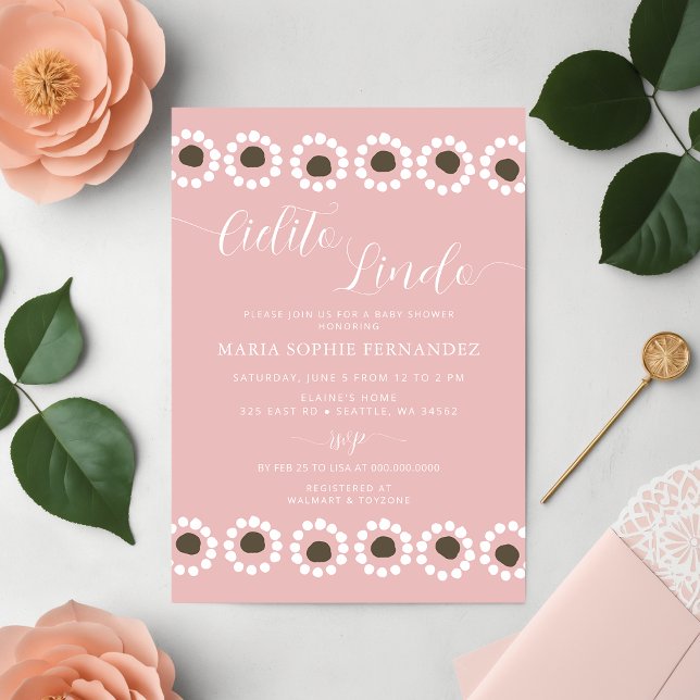 Invitación Cielito Lindo Chica rosado mexicano Baby Shower (Cielito Lindo Mexican Pink Girl Baby Shower Invitation)