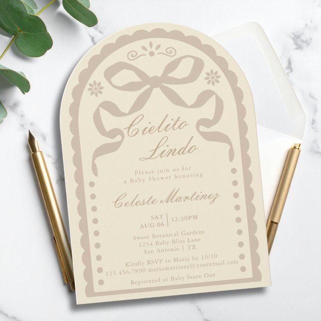 Invitación Cielito Lindo Cream Tan Papel Picado Baby Shower (Subido por el creador)