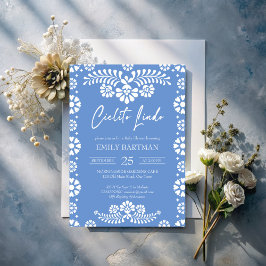 Invitación Cielito lindo ducha de bebé mexicano azul y polvor
