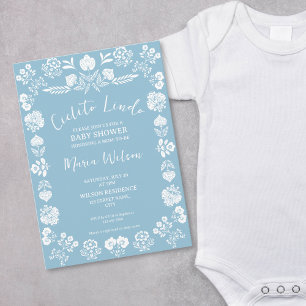 Invitación Cielito Lindo Dusty Blue Boy Arte Folclórico Mexic