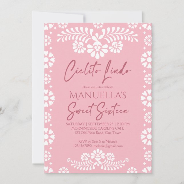 Invitación Cielito lindo fiesta de cumpleaños mexicana rosa s (Anverso)