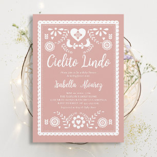 Invitación Cielito Lindo Fiesta Mexicana de Papel Picado Rosa