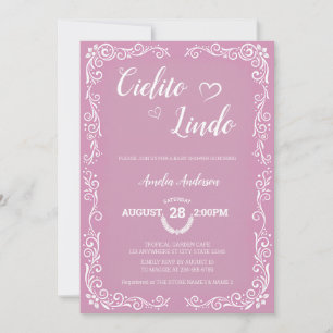 Invitación Cielito Lindo Floral Swirl Corazón Baby Shower Ros