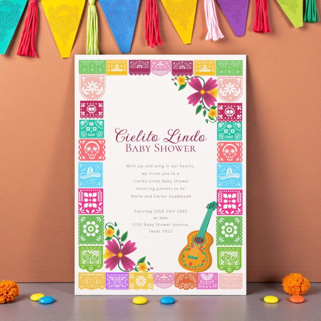 Invitación Cielito Lindo Mexican Papel Picado Folk Art Fiesta (Subido por el creador)