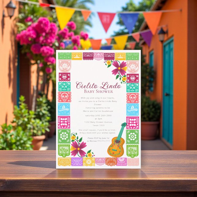 Invitación Cielito Lindo Mexican Papel Picado Folk Art Fiesta (Subido por el creador)