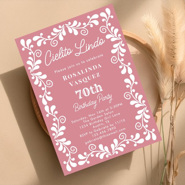 Invitación Cielito Lindo Mexicano Rosa Polvoriento Cumpleaños (Subido por el creador)