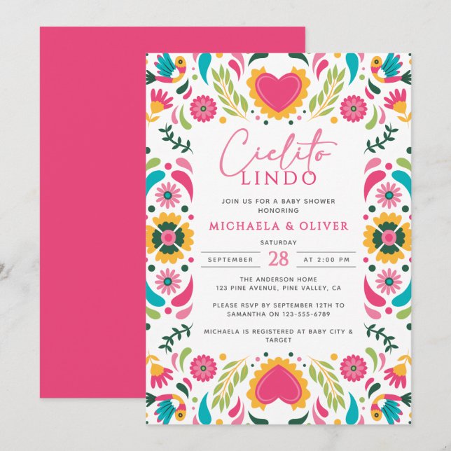 Invitación Cielito Lindo Mexicano Talavera Tile Baby Shower (Anverso / Reverso)