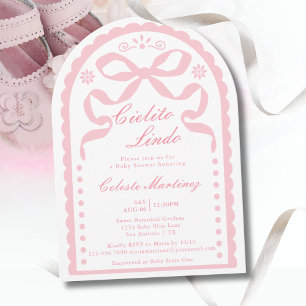 Invitación Cielito Lindo Niña Papel Picado Rosa Fiesta de Beb