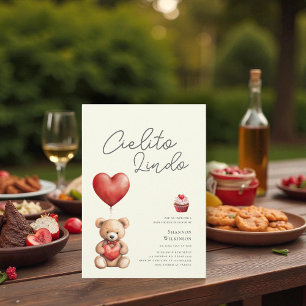 Invitación Cielito Lindo osito corazón baby shower