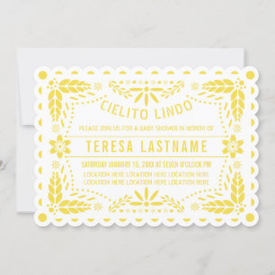 Invitación Cielito lindo papel picado bebé ducha vieira