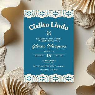 Invitación Cielito Lindo Papel Picado Blue Boy Baby Shower
