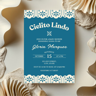 Invitación Cielito Lindo Papel Picado Blue Boy Baby Shower