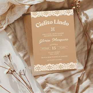 Invitación Cielito Lindo Papel Picado Neutral Baby Shower
