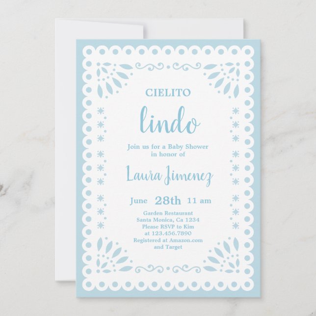 Invitación Cielito Lindo Papel Picado niño Baby Shower (Anverso)