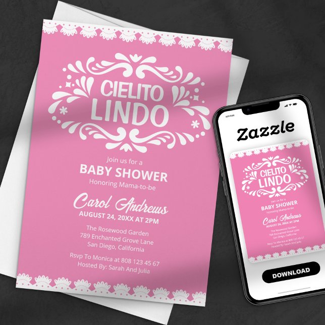 Invitación Cielito Lindo Rosa Chica mexicano Baby Shower (Subido por el creador)