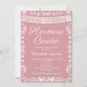 Invitación Cielito Lindo Rubor Rosa Hermoso Cariño Baby Showe