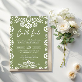 Invitación Cielito lindo sage ducha infantil mexicana verde