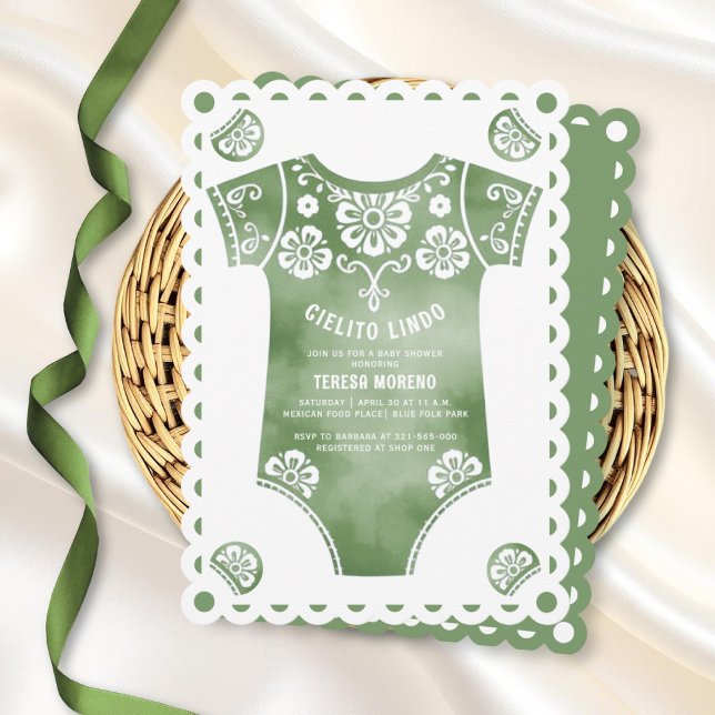 Invitación Cielito Lindo sage traje de cuerpo verde para bebé (Subido por el creador)