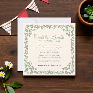 Invitación Cielito Lindo  salvia y crema todo en uno 