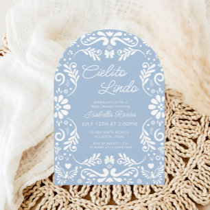 Invitación Cielito Lindo Talavera Azul Baby Shower mexicano