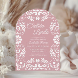 Invitación Cielito Lindo Talavera Baby Shower rosado mexicano